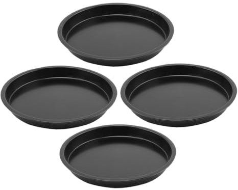 Mipcase 4piezas Bandeja Para Hornear Pizza Redonda De Acero Carbono No Pegajoso Para Cocinar Pizzas Galletas y Pan Horno