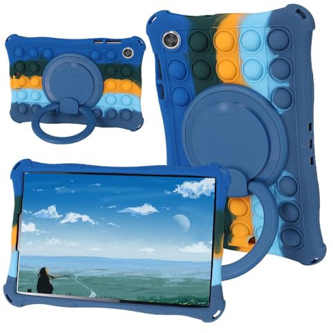 YKWXSC Funda para Lenovo Tab M10 HD (2nd Gen) 10,1 Pulgada TB-X306F/X306X, Soporte Giratorio 360° y Correa de Mano/el Hombro Silicona antigolpes Funda, Azul Oscuro