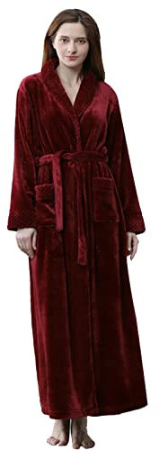 Generisch Vestaglia da donna con fiori, in pile, morbido, morbido, morbido, cappotto lungo, camicia da notte, accappatoio divertente, a, L