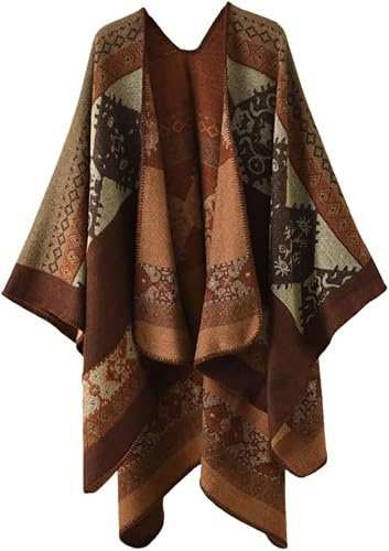 Frauen Winter Stolen Gestrickter Poncho Cape Kapuze Gitter Strickjacke Decke Langer Schal Schal, 4