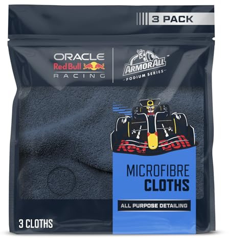 Armor All Mikrofasertücher zur Autoreinigung – 3er-Pack, ultraweich & wiederverwendbar – Entwickelt mit Oracle Red Bull Racing