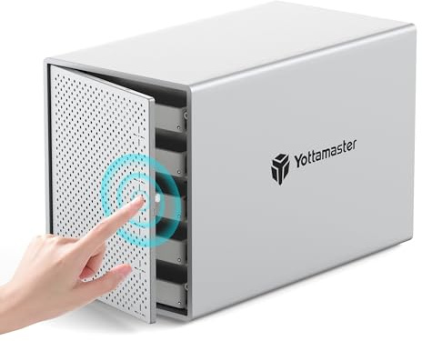 Yottamaster 5 Bay Hard Drive Enclosure, Aluminum USB C HDD Enclosure for 3.5 & 2.5 Inch SATA HDD/SSD, Support 110TB(5x22TB) Direct Attached Storage, Non-RAID DAS for Personal Home Storage [PS500C3]
