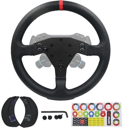 Benshuuk Replace 13 inch lightweight Original Leather Steering Wheel Replace For LOGITECH G PRO RS50 Steering Hub; For Xbox Series X/S PS4 PS5 PC For Logitech G RS 50 PRO Base Mod GT3 GT4 Racing Game