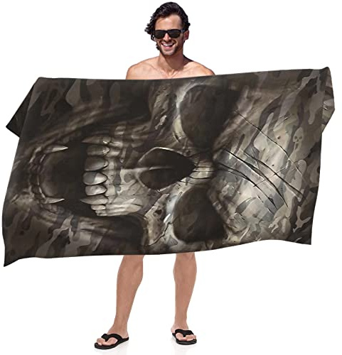 LXTOPN Skull Strandtuch, Mikrofaser Badetuch Groß 80x160cm, Strandtücher XXL Strandmatte Frottee für Erwachsene
