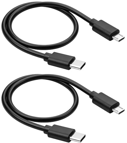 CQZYSM Lot de 2 câbles micro USB 0,5 m en noir, câble USB durable pour charge rapide et transfert de données, compatible USB-C vers Micro USB, smartphones, tablettes, accessoires