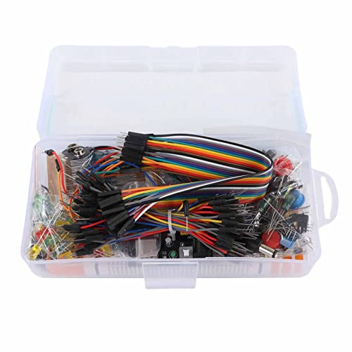 Duokon Electronics Component Kit PCB Starter Electronics Component Set with Breadboard Sensors and LEDs 830 Tie Points Multi Part Learning Kit for Beginners Programming Experiments