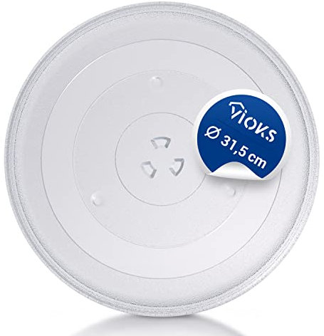 VIOKS Plateau Tournant 315mmø pour Micro Ondes / Plateau Rond en Verre pour Fours Micro-ondes / Assiette Micro Onde de Rechange comme Candy 49008503 / Plateau Micro Onde Universel