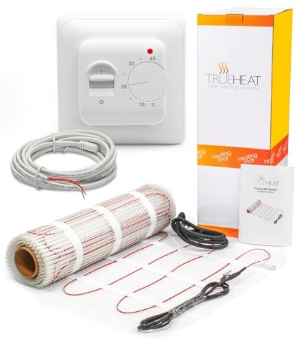 Electric Underfloor Heating Mat Kit for Tile or Stone Floors 200W/m2-9m2 with Manual Thermostat