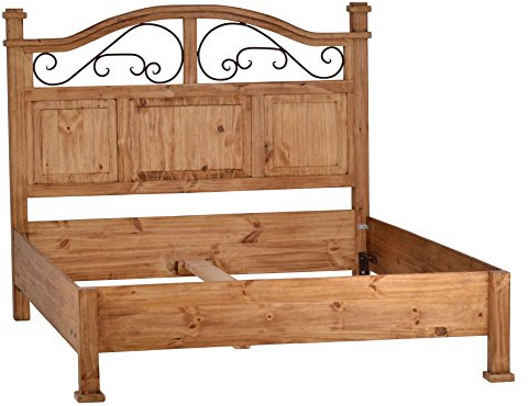 MiaMöbel Bett Mexico 167x130x220 cm Mexico Möbel Landhausstil Massivholz Pinie Honig