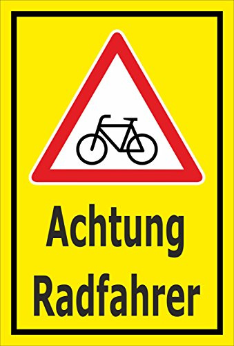 Melis-Folienwerkstatt Schild Achtung Radfahrer – 45x30 cm – 3mm Aluverbund – mehrere Größen/Materialien