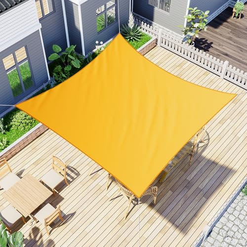jarolift Sonnensegel Quadrat, Wasserabweisend, Sonnenschutz Sichtschutz für Terrasse Garten Balkon, Polyestergewebe, 400 x 400 cm, Gelb