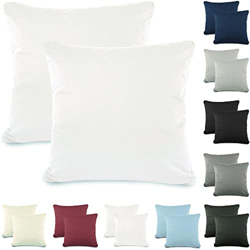CelinaTex Active Kopfkissen Bezug Doppelpack Set 80x80 Schnee weiß Baumwolle Jersey Nackenkissen Kissenhülle 5001540