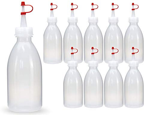 10x 250 ml bouteille en plastique LDPE bouteille à presser bouteille de laboratoire bouteille à garnir bouteille en plastique vaporisateur avec embout doseur ou bouchon d'égouttage
