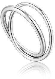 ANIA HAIE Damen Doppel-Ring MODERN Minimalism Double Wrap aus 925 Sterling Silber, EU Größe: 56cm, inkl. Geschenkverpackung