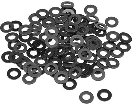 sourcing map 100Stk, Nylon Flache Unterlegscheiben M5 für 5 mm ID Schraubenbolzen 10 mm AD 1 mm Dick Distanzhülsen Dichtungsringe Beilagscheiben für Wasserhahn Rohr Wasserschlauch Schwarz