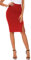 Damen Business Solide Hohe Taille Bleistiftrock Seitenschlitz Dehnbar Bodycon Midirock Knielang (XL, Rot)