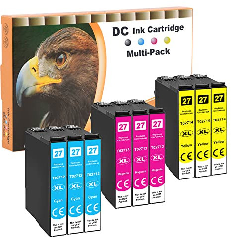 D&C 9X Druckerpatronen Kompatibel für Epson 27XL 27 für Epson Workforce WF-3620 WF WF-3640 DTWF WF-7110 DTW WF-7210 DTW WF-7600 WF-7610 DWF WF-7620 DTWF WF-7710 DWF WF-7715 DWF