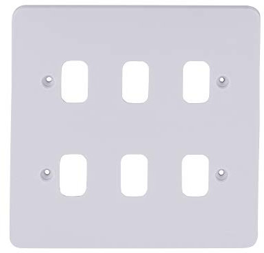Schneider Electric Lisse White Moulded - 6 Gang Grid Faceplate, with Mounting Frame, GGBL06G, White