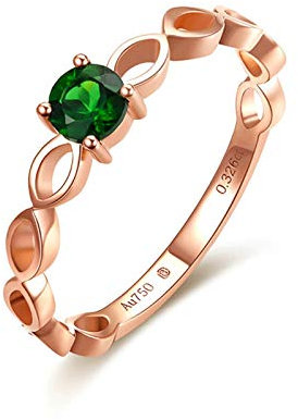 Beydodo Rosegold Ringe für Damen 18 K Unendlichkeit mit Grün Rubin Trauringe Ehering Rosegold Große 54 (17.2)