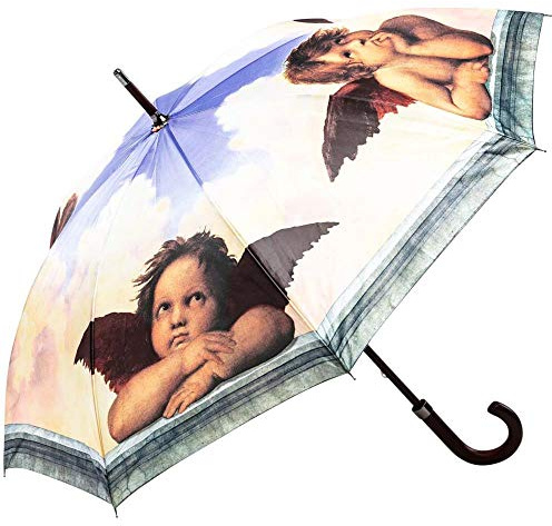 LUCKYWEATHER Regenschirm Stockschirm Damen/Herren Motiv Raffael Engel I Stockregenschirm groß und stabil sowie hochwertig verarbeitet I Regenschirme mit UV-Schutz
