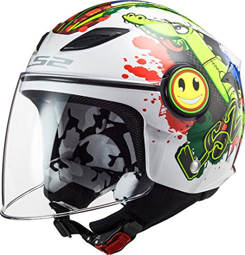 LS2, Motorradhelm für Kinder Funny Croco Gloss White, M