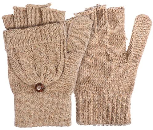 SOIMISS Fingerlose Fäustlinge, faltbar, für Damen, fingerlose Zopfmuster-Handschuhe mit Flip, für Mädchen, Damen, Herren, kaltes Wetter,