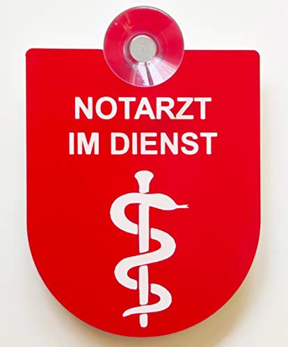 Hinweis Schild Saugnapfschild Notarzt Arzt Dienst Gravur Rot Kunststoff 90x125mm (Notarzt im Dienst)