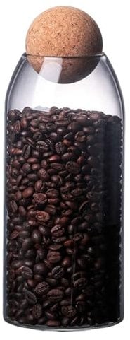 La Llareta Glas Lebensmittel Vorratsglas, 1200ml Luftdicht Glasbehälter, Glas für Süßigkeiten, mit Korkkugel, Vorratsglas für Gewürze, Zucker, Kaffee, Kekse