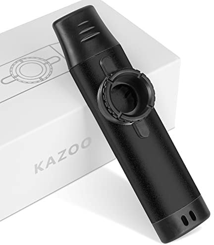 Kazoos mit 5 extra Membranen, Metall Kazoo mit verstellbarem Ton für Gitarre, Ukulele, Violine, Klavier, Tastatur, leicht zu erlernende Musikinstrumente für Kinder/Erwachsene/Musikliebhaber (Schwarz)