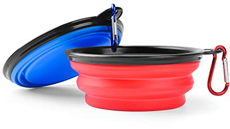 ZUOFENG Reisenapf Napf für Hunde und Katzen, 2 Sets Faltbarer Silikon Hundenapf Reisen Futter Tragbarer Wassernapf Trinknapf Futternapf für Haustiere