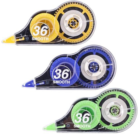 3Pcs Correction Tapes, 36m x 8mm Large-Capacity Mouse Correction Tape, Easy Correct Correction Tape Roller for Home and Office(Total 108m)