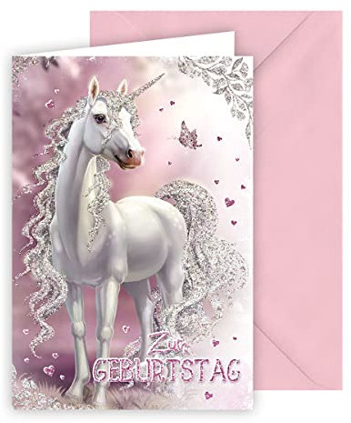 KE - Einzigartige Geburtstagskarte für Kinder, DIN B6 Klappkarte inkl. Umschlag, Perfekt für Einhorn-Liebhaber, Motiv: Einhorn