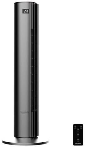 Cecotec Ventilador de Torre EnergySilence 790 Skyline Smart de 38, 45 W de potencia, Oscilación 70º, Pantalla LED táctil, Temnporizador 12h, Mando a distancia, 3 velocidades y modos