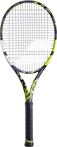 Babolat Pure Aero Plus Tennisschläger (11,4 cm Griff), besaitet mit 16 g weißem Syn Gut bei mittlerer Spannung