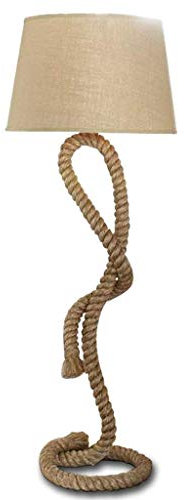 TEBUTI Lámpara de pie – Cuerda de cáñamo de país americano – Decoración retro para sala de estar, comedor, dormitorio, bar, club, hotel, lámpara de pie – Pantalla de yute beige – 151 x 37 cm – E27 60