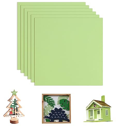 SCULPFUN 6 Stück Dichteplatte, 30 x 30 cm MDF-Platte, 3 mm Dicke mitteldichte Faserplatte für DIY Bastelarbeiten, für Brandmalerei, Lasergravur, CNC Router (Hellgrünes)