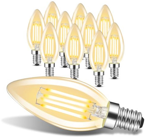 GBLY 10er pack LED E14 Glühbirne Leuchtmittel: Warmweiß Lampe kerze 4W 2700K Filament Birne Retro Edison C35 Glühlampe Vintage Light Bulb Glas Energiesparlampe - Nicht Dimmbar