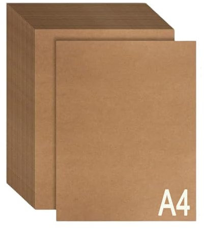 50 Stück Kraftpapier A4 - Dickes Braun Papier 200g/m², Brown Natural Craft Card, Kraftkarton zum Malen, Drucken, Basteln und für Hochzeitsgeschenke im Vintage-Stil