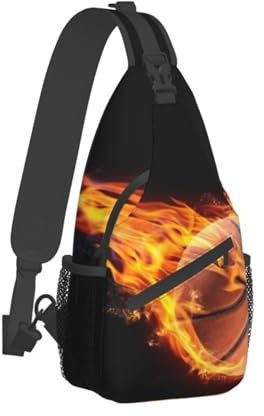 FAIRAH Sac à bandoulière imprimé sur le thème de la plage, tendance, multifonctionnel et durable pour homme et femme, Ballon de basket sur feu., taille unique