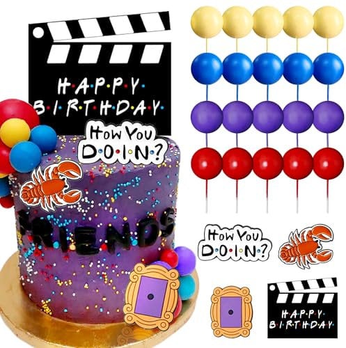 27 piezas de decoración para tartas de amigos decoración de fiesta de amigos decoración de cumpleaños bolas para tartas
