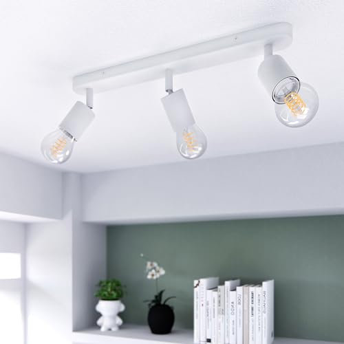 linovum AWORA Deckenleuchte E27 3 flammig weiß ohne Leuchtmittel - Wohnzimmerlampe schwenkbar E27 Fassung Schlafzimmerlampe
