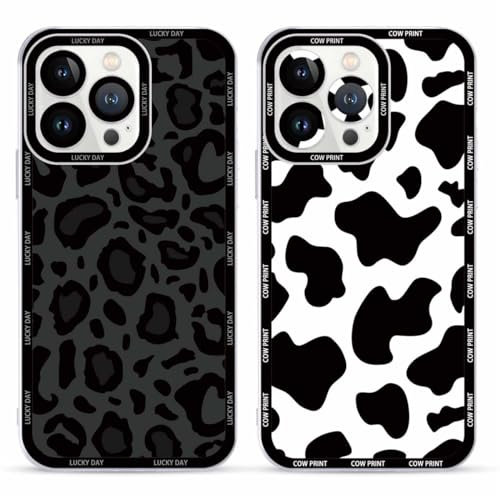 Foonary 2 Pack Clear Set Suitable for iPhone 13 Pro Transparent 6.1, Phone Case With Leopard Beautiful Fun Aesthetic Pattern Cover, Soft Silicone Shockproof Protective Box, for iPhone 13 Pro