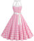maxToonrain Robe de soirée vintage années 50 pour femme - Motif à pois - Style années 50 - Pour adultes, Plaid rose., S