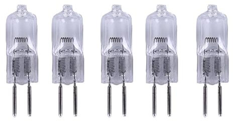 JZLBBC 5 Pezzi Alogeno Lampada G5.3 100W 24V Lampadina Alogena T4 Bi-Pin Base Capsula Trasparente G5.3 24V 50W,35W