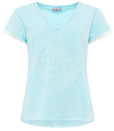 Zwillingsherz Shirt Positiv für Damen Frauen Mädchen - Hochwertiges 100% Baumwolle Oberteil kuschelig weich Sommer Kurzarm Hemd Tail Top V Ausschnitt Fransen Ärmel