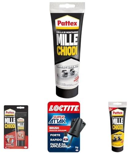Pattex Millechiodi Trasparente, adesivo di montaggio a base acqua con presa immediata, adesivo trasparente preciso per metallo, legno e altro, 1x200g tubo