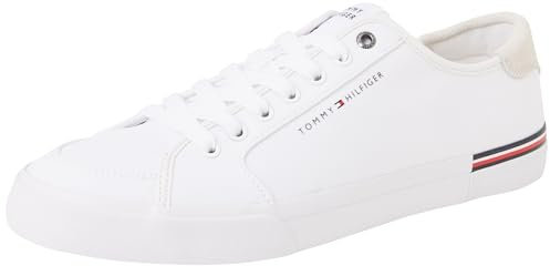 Tommy Hilfiger Sneaker con Suela Vulcanizada Hombre Core Corporate Canvas Low Top, Blanco (White), 45