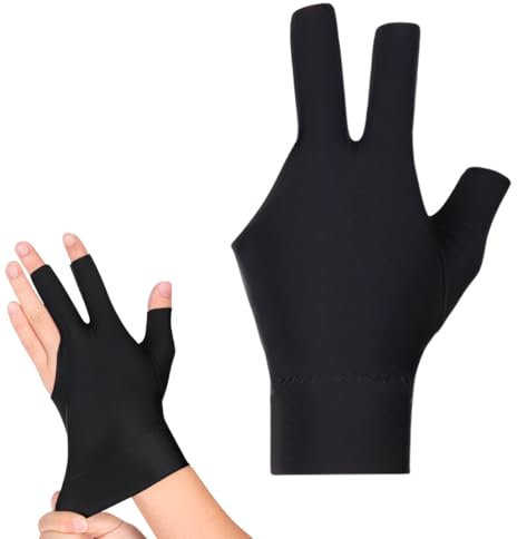 AOEVUIR 1 Pcs Guante de exhibición de Tres Dedos de Lycra elástica Utilizado para Tiro de Billar y Deportes de Billar Usado por Las Manos Izquierda