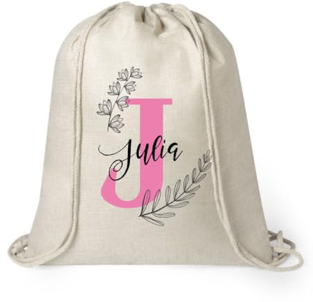 Weprintfy. | Mochila Cuerdas Infantil Personalizada | 48 X 42 CM | Apta para Lavadora | 100% Personalizada | Diseño Con Inicial y Nombre | Bolsa Guarderia | Bolsa Ropa Guarderia | Vuelta al Cole