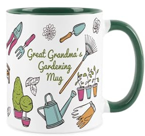 Great Grandmas Gardening Mug - Gardening Accessories & Tools Presents - White & Dark Green Coffee/Tea Gift for Gardeners 11oz